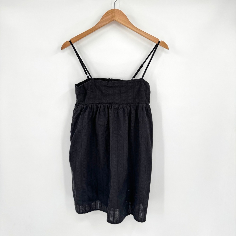 HYFVE  Black Eyelet Cotton Babydoll‎ Mini Dress Womens S